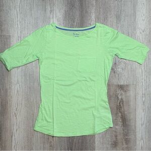 Boden Boatneck Lime Green Elbow length Cotton Tee Shirt Womens Size 4 Small NWOT